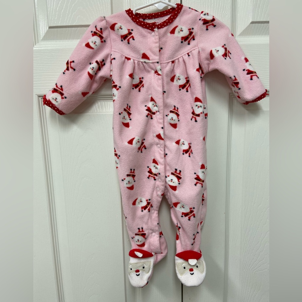 Carter's Pink Santa Footed One Piece